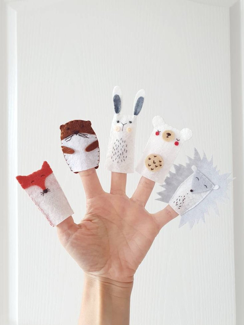 Felt Finger Puppets, Woodland Baby Toy, Felt Forest Animals, Finger