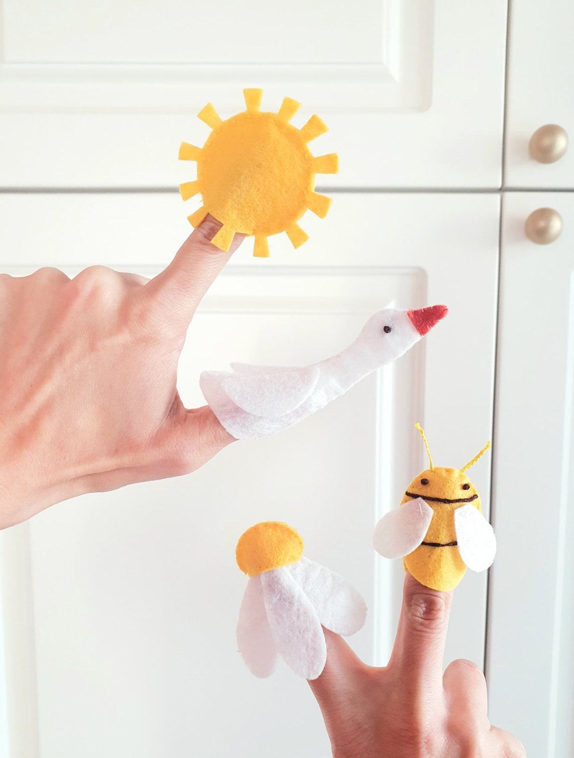 Original Spring Puppet Felt Finger Puppets Set, Handmade Montessori Toys, Spring Puppet ...
