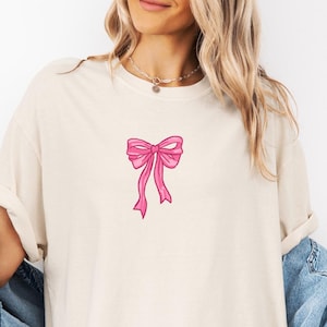 Pink Bow Coquette Shirt: Comfort Colors Ribbon Tee