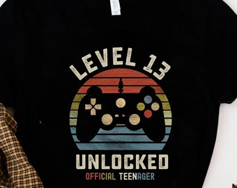 13th Birthday Shirt, Level 13 Unlocked, 13th Birthday Gift, Gamer T-Shirt, Official Teenager Tee, Happy 13th Birthday, Hello Thirteen Shirt