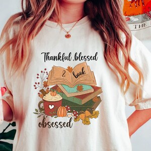 Thankful Blessed Obsessed, Thanksgiving Tee, Thankful Shirt, Thanksgiving Shirt Women, Womens Thanksgiving Shirt,Thankful Tshirt,Pumpkin Tee