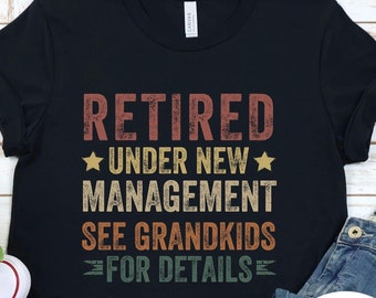 Camiseta para Vovô Aposentado, Sob Nova Direção, Veja os Netos, Presente de Aposentadoria, Camiseta Divertida de Aposentadoria, Camiseta de Aposentadoria, Presente para Pai Aposentado