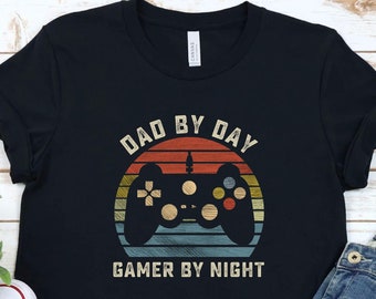 Gamer Dad, Dad By Day Gamer By Night T-Shirt ,Dad Level Unlocked Gamer Shirt ,Retro Gaming Gift Tshirt ,Father's Day Gift, Funny Daddy Gamer