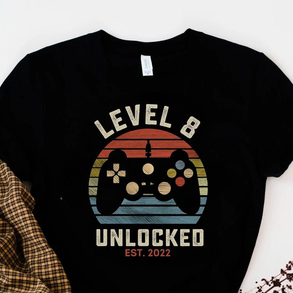 Level 8 Unlocked Gamer Birthday Shirt
