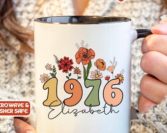 Custom 50th birthday mug for her, born in 1976 mug, Personalized birthday mug, In my fifties era cup name, chapter 50 mug, 50th gift for her