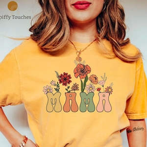 Comfort Color Wildflowers Mama Shirt, Mama est 2023 Crewneck, Mothers Day Gift, New Mom Shirt, Baby Shower Gift, Mama Established, Mama Tee