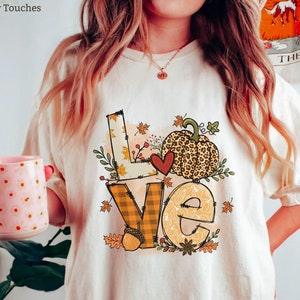 Comfort Colors Tee, Love Fall Y&#39;All Shirt, Leopard Print Fall Shirt, Thanksgiving,Hello Pumpkin, Fall Vibes, Peace Love, Thanksgiving Shirt