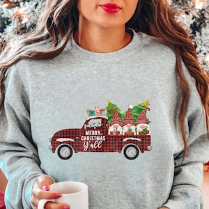 Holiday Fashion, Funny Christmas Sweater, Christmas Red Truck Shirt, Ugly Christmas Sweater Women Funny, Holiday Apparel, Family Christmas