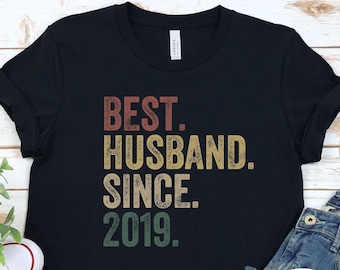 Gepersonaliseerde echtgenoot sinds T-shirt – retro jubileumcadeau
