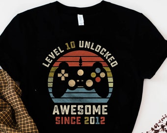 Level 10 Unlocked Gamer Birthday Shirt, Since 2012