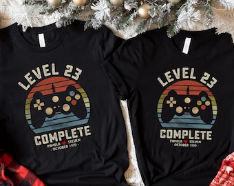23周年記念ゲーマーシャツ、レベル23コンプリート、レトロビデオゲームTシャツ