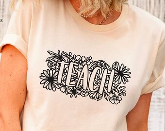 Floral Teacher T-Shirt: Retro Flower Design