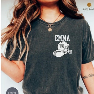 Custom Football Mom Shirts, Personalized Football Shirt, Game Day T-Shirt, Name and Number Football Shirt, Custom Helmet Shirt, Game Day Tee