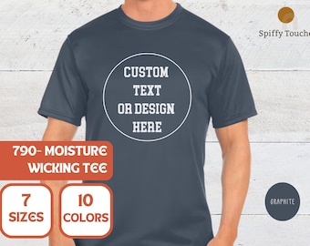 Custom Performance Shirt, Add Your Own Text, Custom Personalized Wicking T-Shirt, Attain Wicking Shirt, 790 Moisture-Wicking Tee