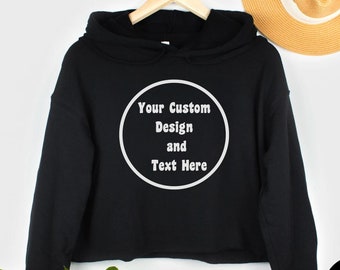Custom Text Crop Hoodie: Personalized Women's Fleece Top