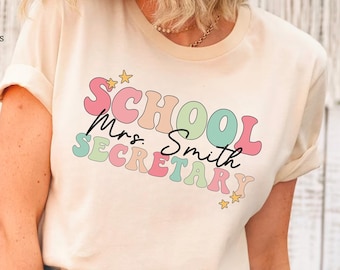 T-shirt personnalisé pour secrétaire d'école, t-shirt pour le personnel de la réception