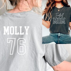 Comfort Colors® Custom Football Mom Shirt, Personalized Football Shirt, Game Day Football T-shirt, Name and Number Football Shirt,Custom Tee
