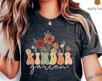 Wildflowers Kindergarten Teacher T-Shirt, Kinder Crew Tee