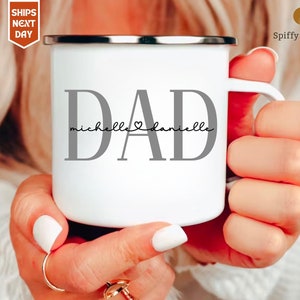 Personalized Dad Mug with Kids Name, Custom Daddy Coffee Mug, Dad Gift From Kids,Dad Birthday Cup for Father's Day, Sentimental Gift for Dad