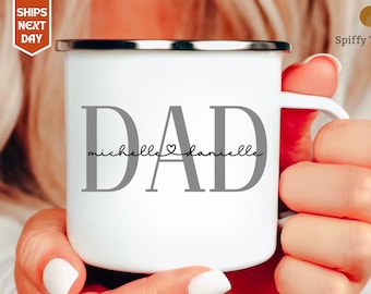 Personalized Dad Mug, Custom Kids Name Coffee Cup, Father's Day Gift