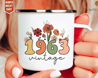Personalized 60th Birthday Gifts For Women, Floral 60th Birthday Present, 1966 Milestone Birthday Mug, Floral Sixty Mug, 60th Birthday Gift