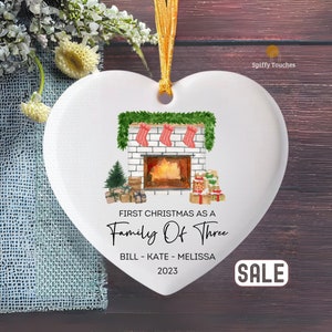 Family of Three Christmas Ornament, Personalized Family Christmas Ornament, Custom Family Keepsake, Family of 3, First Christmas Ornament