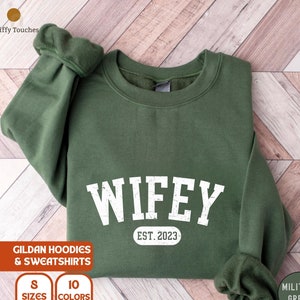 Personalized Wifey Sweatshirt, Engagement Sweatshirt, Bridal Shower Gift, Gift for Bride, Personalized Bridal Gift, New Wife Sweatshirt