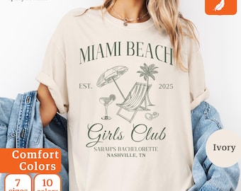 Maglietta personalizzata per addio al nubilato a Miami: maglietta da sposa da spiaggia Comfort Colors