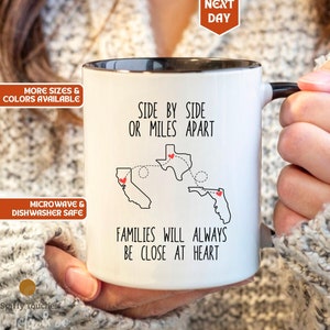 Mug famille, côte à côte ou la famille éloignée sera toujours proche du coeur Mug, cadeau grand-parent de longue distance, cadeau cousin, cadeau ami