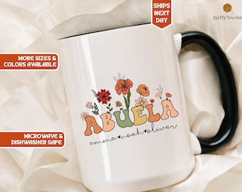 Personalized Abuela Mug Gift for Grandma for Mothers Day Gift, Custom Abuela Mug Cup Gift for Mothers Day from Grandkids, Abuela Mug