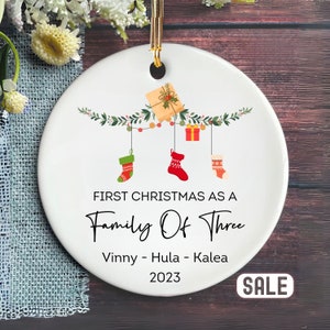 Family of Three Christmas Ornament - Family of 3 - Family Ornament - Personalized Baby's First Christmas Ornament, First Christmas Ornament