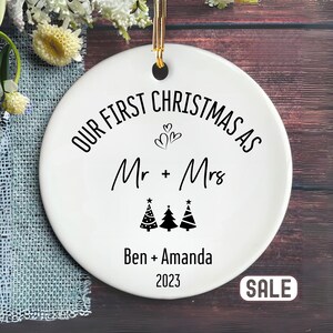 First Christmas Married Ornament - Mr and Mrs Tree Christmas Ornament - Our First Christmas Married as Mr and Mrs Ornament - Personalized
