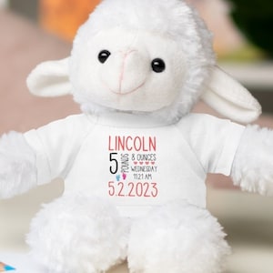 Personalized Animals, Stuffed Animal Gift, Baby Shower Gift, Newborn Gift, New Baby Gift, Birth Announcement, Baby Gift, Welcome Home Baby