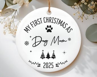 Personalized Dog Mom Ornament, Custom Dog Name Keepsake, Dog Lover Christmas Gift, Pet Parent Ceramic Ornament