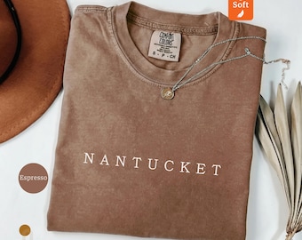 Nantucket T-Shirt, Comfort Colors, Island Vibes, Vacation Tee, Coastal Style, Beach Lover Gift, New England Trip, Souvenir Shirt