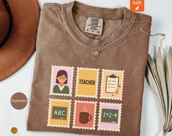 Caffeinated Teacher Comfort Colors Shirt – Funny Coffee Lover Tee, Teacher Appreciation Gift, Retro Coffee Shirt, Classroom Humor