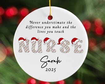 Nurse Graduation Ornament, Personalized Nurse Gift, Nursing School Grad Keepsake, RN BSN MSN Gift, Custom Nurse Christmas Ornament