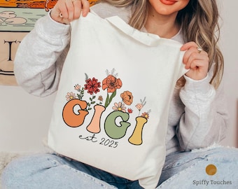 Personalized Gigi Tote Bag, Mothers Day Surprise Gift for Grandma, Custom Name Purse, Gifts from Grandkids, Nana Tote