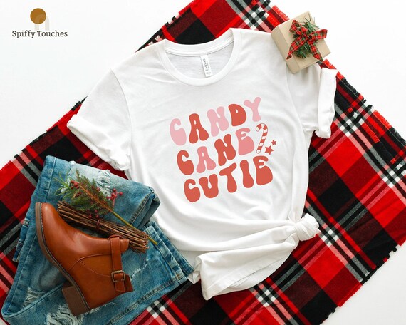 Candy Cane Cutie Christmas T-Shirt: Retro Holiday Tee