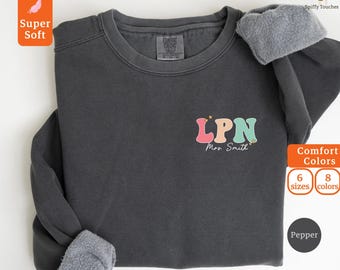 Felpa personalizzata per LPN, maglietta personalizzata per LPN, maglione per infermiere/infermiera (RN), regalo di apprezzamento per infermieri/e LPN, girocollo per infermiere/a pratico/a autorizzato/a, maglione per LPN