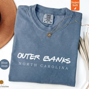 Outer Banks North Carolina Shirt, Blue Jean Graphic Tee, Super Soft Comfort Colors, Vacation Souvenir, Casual Beach Wear