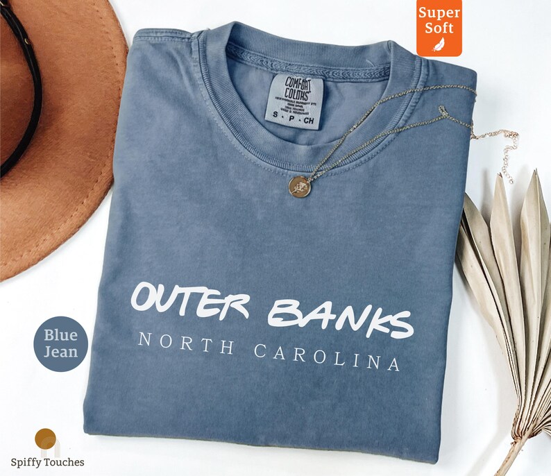Outer Banks North Carolina Shirt, Blue Jean Graphic Tee, Super Soft Comfort Colors, Vacation Souvenir, Casual Beach Wear