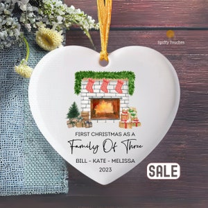 Family of Three Christmas Ornament - Family of 3 - Family Ornament - Personalized Baby's First Christmas Ornament, First Christmas Ornament