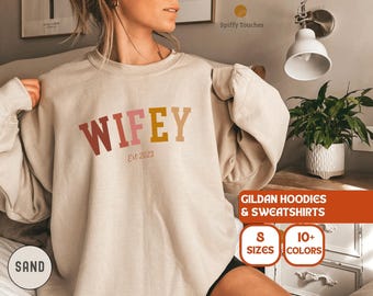 Personalized Wifey Sweatshirt, Bridal Shower Gift