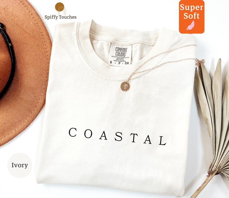 Coastal Ivory Shirt, Cute Graphic Tee, Beach Theme T-Shirt, Trendy Summer Top, Casual Outfit, Super Soft Comfortable Clothing