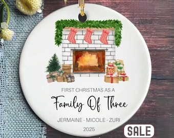 Family of Three Christmas Ornament - Family of 3 - Family Ornament - Personalized Baby's First Christmas Ornament, First Christmas Ornament
