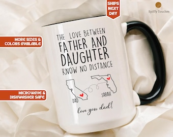 Father Daughter Two States Coffee Mug - Long Distance Dad Gift