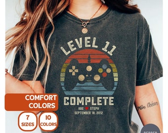 11周年記念ゲーマーTシャツ、レベル11コンプリート、コンフォートカラー