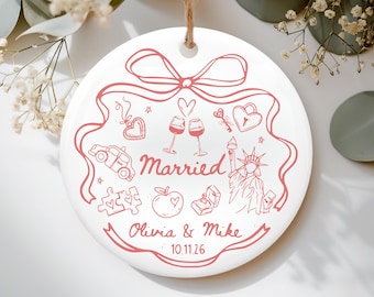 Married Ornament, Wedding Gift, Our First Christmas as Mr and Mrs Gift, Wedding Couples Ornament, First Married Christmas, Newlywed Gift