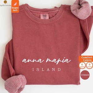 Comfort Colors Crimson Sweatshirt, Cozy Island Themed Pullover, Super Soft Crewneck, Comfortable Casual Wear, 6 Sizes Available